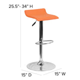 English Elm Contemporary Vinyl Adjustable Height Barstool with Solid Wave Seat and Chrome Base