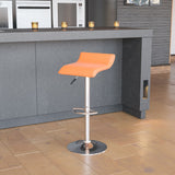 English Elm Contemporary Vinyl Adjustable Height Barstool with Solid Wave Seat and Chrome Base