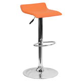 English Elm Contemporary Vinyl Adjustable Height Barstool with Solid Wave Seat and Chrome Base