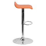 English Elm Contemporary Vinyl Adjustable Height Barstool with Solid Wave Seat and Chrome Base