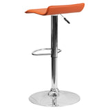 English Elm Contemporary Vinyl Adjustable Height Barstool with Solid Wave Seat and Chrome Base