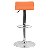 English Elm Contemporary Vinyl Adjustable Height Barstool with Solid Wave Seat and Chrome Base