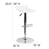 English Elm Contemporary Vinyl Adjustable Height Barstool with Solid Wave Seat and Chrome Base