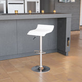 English Elm Contemporary Vinyl Adjustable Height Barstool with Solid Wave Seat and Chrome Base