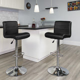 Vinyl Adjustable Barstool with Chrome Base - Contemporary Mid-Back Design, Swivel Seat