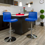 English Elm Contemporary Vinyl Adjustable Height Barstool with Rolled Seat and Chrome Base