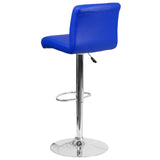 English Elm Contemporary Vinyl Adjustable Height Barstool with Rolled Seat and Chrome Base