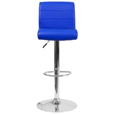 English Elm Contemporary Vinyl Adjustable Height Barstool with Rolled Seat and Chrome Base