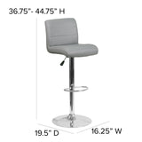 English Elm Contemporary Vinyl Adjustable Height Barstool with Rolled Seat and Chrome Base