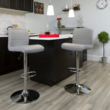 English Elm Contemporary Vinyl Adjustable Height Barstool with Rolled Seat and Chrome Base