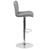 English Elm Contemporary Vinyl Adjustable Height Barstool with Rolled Seat and Chrome Base