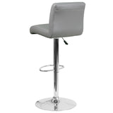 English Elm Contemporary Vinyl Adjustable Height Barstool with Rolled Seat and Chrome Base