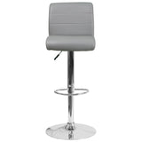 English Elm Contemporary Vinyl Adjustable Height Barstool with Rolled Seat and Chrome Base