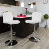 English Elm Contemporary Vinyl Adjustable Height Barstool with Rolled Seat and Chrome Base