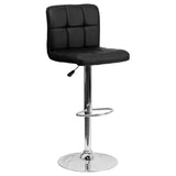 English Elm Contemporary Quilted Vinyl Adjustable Height Barstool with Chrome Base