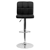 English Elm Contemporary Quilted Vinyl Adjustable Height Barstool with Chrome Base