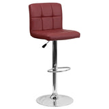 English Elm Contemporary Quilted Vinyl Adjustable Height Barstool with Chrome Base