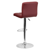 English Elm Contemporary Quilted Vinyl Adjustable Height Barstool with Chrome Base