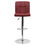 English Elm Contemporary Quilted Vinyl Adjustable Height Barstool with Chrome Base