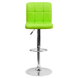 English Elm Contemporary Quilted Vinyl Adjustable Height Barstool with Chrome Base