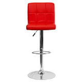 English Elm Contemporary Quilted Vinyl Adjustable Height Barstool with Chrome Base