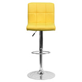 English Elm Contemporary Quilted Vinyl Adjustable Height Barstool with Chrome Base