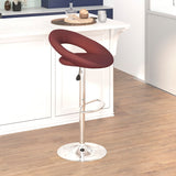 English Elm Contemporary Vinyl Rounded Orbit-Style Back Adjustable Height Barstool with Chrome Base