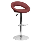 English Elm Contemporary Vinyl Rounded Orbit-Style Back Adjustable Height Barstool with Chrome Base