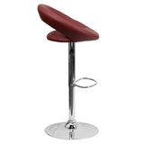 English Elm Contemporary Vinyl Rounded Orbit-Style Back Adjustable Height Barstool with Chrome Base