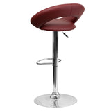 English Elm Contemporary Vinyl Rounded Orbit-Style Back Adjustable Height Barstool with Chrome Base