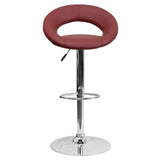 English Elm Contemporary Vinyl Rounded Orbit-Style Back Adjustable Height Barstool with Chrome Base