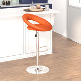 English Elm Contemporary Vinyl Rounded Orbit-Style Back Adjustable Height Barstool with Chrome Base