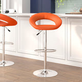 English Elm Contemporary Vinyl Rounded Orbit-Style Back Adjustable Height Barstool with Chrome Base