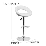 English Elm Contemporary Vinyl Rounded Orbit-Style Back Adjustable Height Barstool with Chrome Base