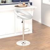 English Elm Contemporary Vinyl Rounded Orbit-Style Back Adjustable Height Barstool with Chrome Base