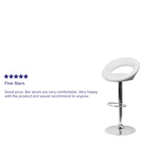 English Elm Contemporary Vinyl Rounded Orbit-Style Back Adjustable Height Barstool with Chrome Base