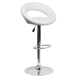 English Elm Contemporary Vinyl Rounded Orbit-Style Back Adjustable Height Barstool with Chrome Base