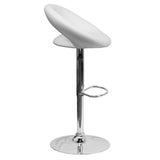 English Elm Contemporary Vinyl Rounded Orbit-Style Back Adjustable Height Barstool with Chrome Base