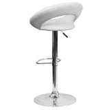 English Elm Contemporary Vinyl Rounded Orbit-Style Back Adjustable Height Barstool with Chrome Base