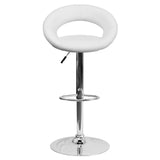 English Elm Contemporary Vinyl Rounded Orbit-Style Back Adjustable Height Barstool with Chrome Base