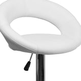 English Elm Contemporary Vinyl Rounded Orbit-Style Back Adjustable Height Barstool with Chrome Base