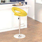 English Elm Contemporary Vinyl Rounded Orbit-Style Back Adjustable Height Barstool with Chrome Base