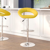 English Elm Contemporary Vinyl Rounded Orbit-Style Back Adjustable Height Barstool with Chrome Base