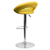 English Elm Contemporary Vinyl Rounded Orbit-Style Back Adjustable Height Barstool with Chrome Base