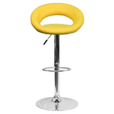 English Elm Contemporary Vinyl Rounded Orbit-Style Back Adjustable Height Barstool with Chrome Base