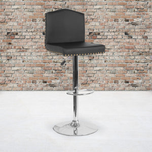 English Elm Contemporary Adjustable Height Barstool with Accent Nail Trim