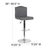 English Elm Contemporary Adjustable Height Barstool with Accent Nail Trim