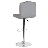 English Elm Contemporary Adjustable Height Barstool with Accent Nail Trim