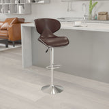 English Elm Contemporary Cozy Mid-Back Vinyl Adjustable Height Barstool with Chrome Base