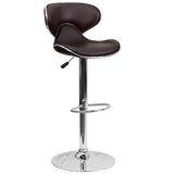 English Elm Contemporary Cozy Mid-Back Vinyl Adjustable Height Barstool with Chrome Base